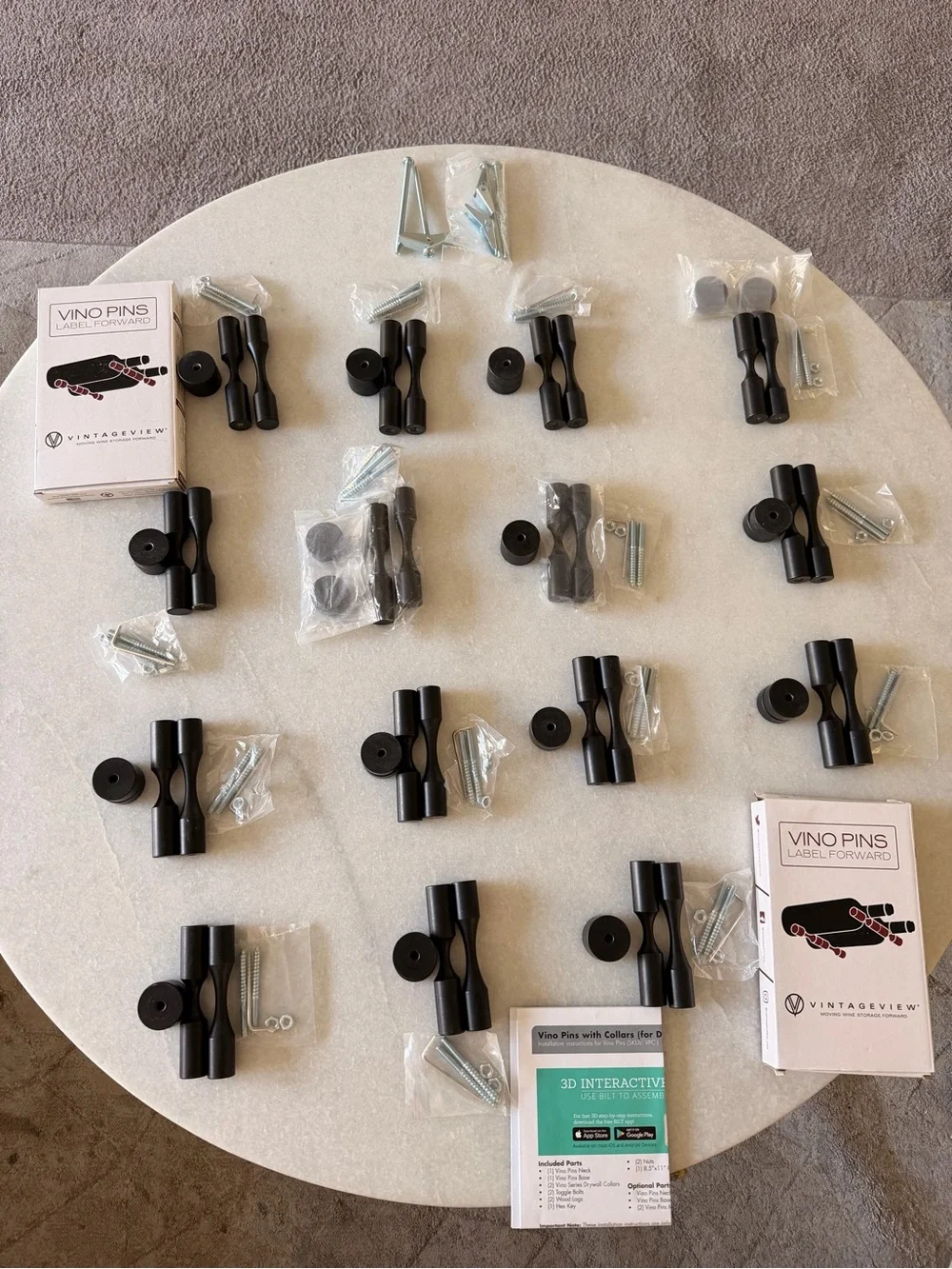 Vintage Black Vino Pins Wine Label Holders- 15 bottles set